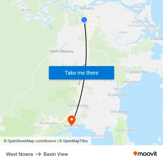 West Nowra to Basin View map