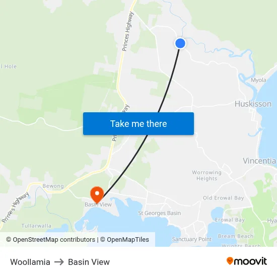 Woollamia to Basin View map