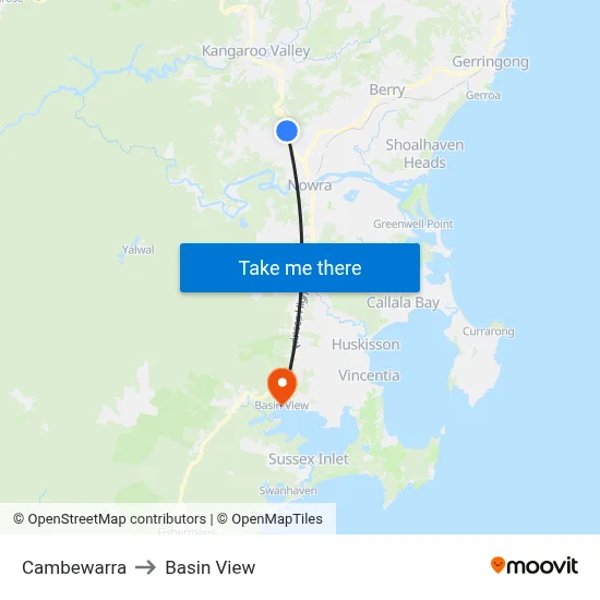 Cambewarra to Basin View map