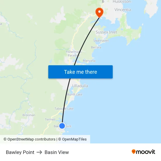 Bawley Point to Basin View map