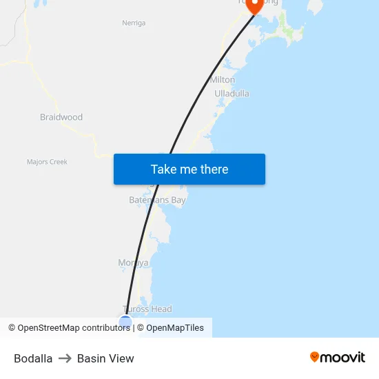 Bodalla to Basin View map