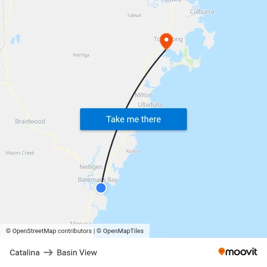 Catalina to Basin View map