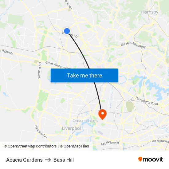 Acacia Gardens to Bass Hill map