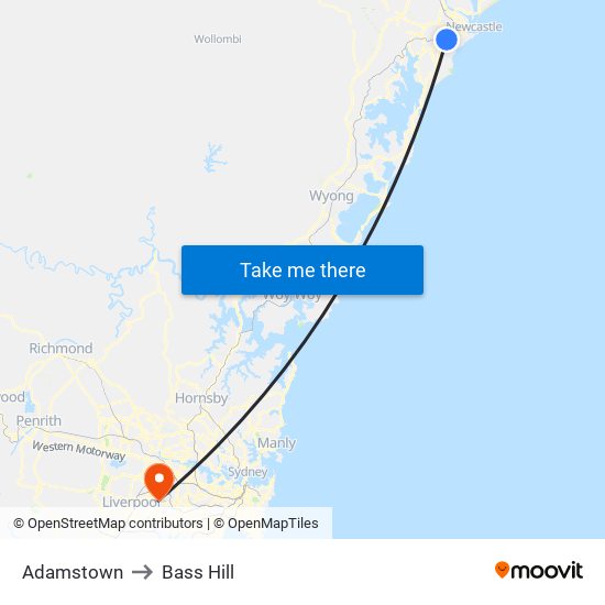 Adamstown to Bass Hill map