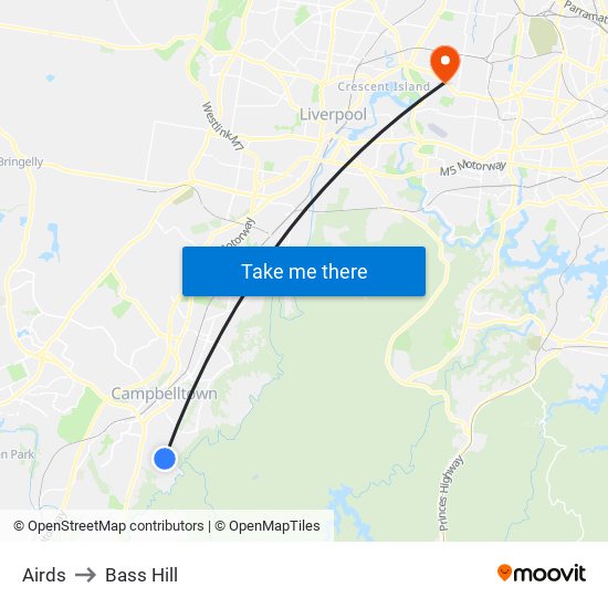 Airds to Bass Hill map