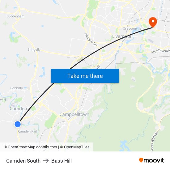 Camden South to Bass Hill map