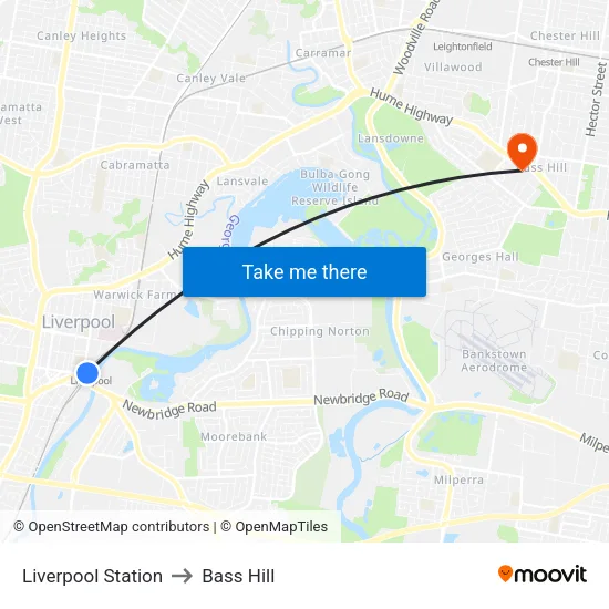 Liverpool Station to Bass Hill map