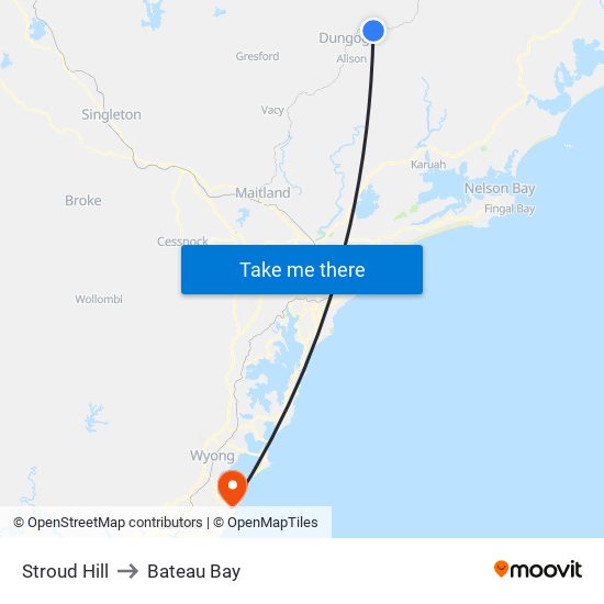 Stroud Hill to Bateau Bay map