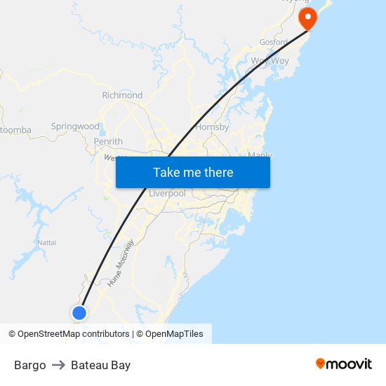 Bargo a Bateau Bay con transporte público