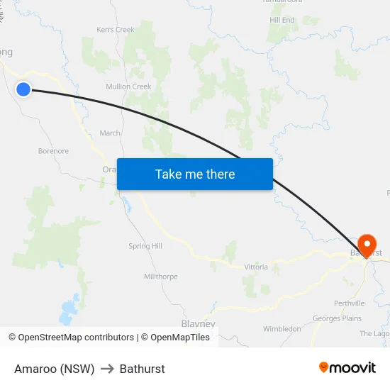 Amaroo (NSW) to Bathurst map