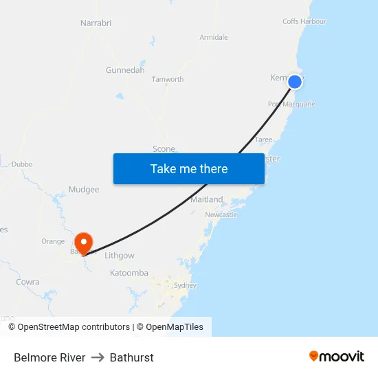 Belmore River to Bathurst map