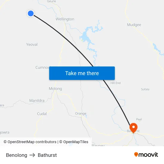 Benolong to Bathurst map