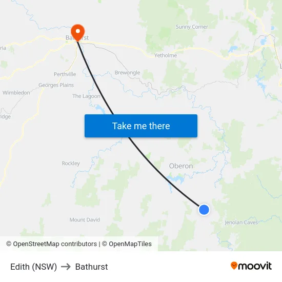 Edith (NSW) to Bathurst map
