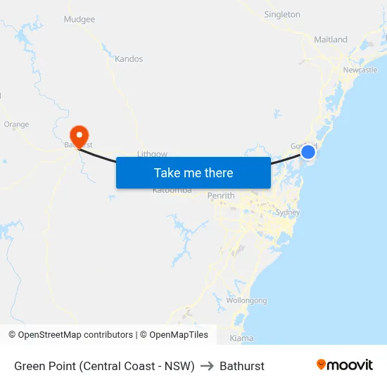Green Point (Central Coast - NSW) to Bathurst map