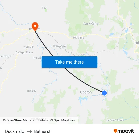 Duckmaloi to Bathurst map