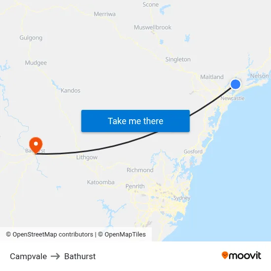 Campvale to Bathurst map