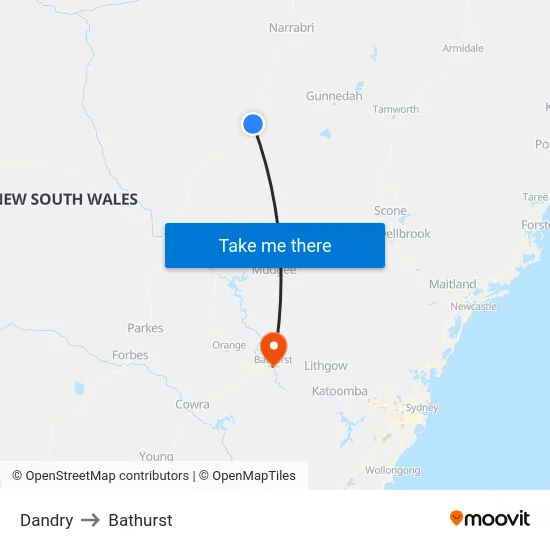 Dandry to Bathurst map