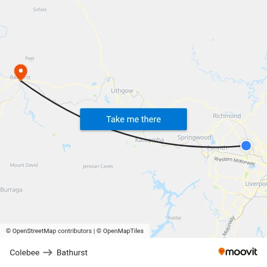 Colebee to Bathurst map