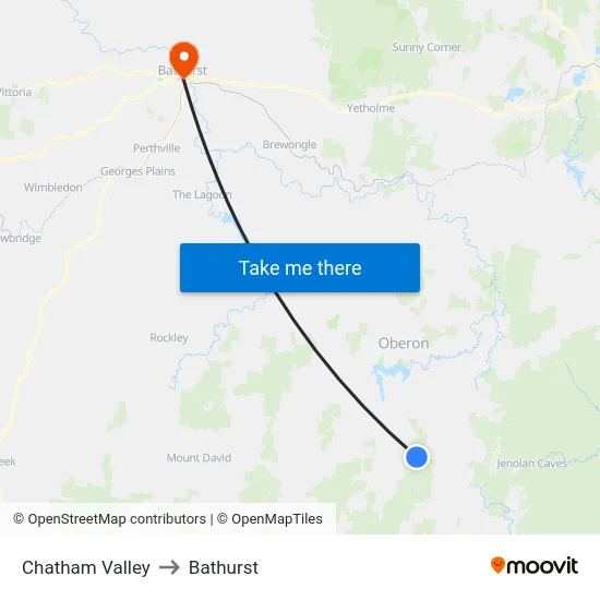 Chatham Valley to Bathurst map