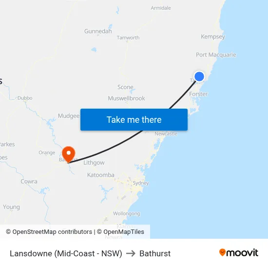 Lansdowne (Mid-Coast - NSW) to Bathurst map