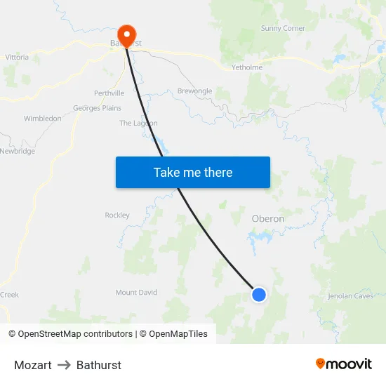 Mozart to Bathurst map