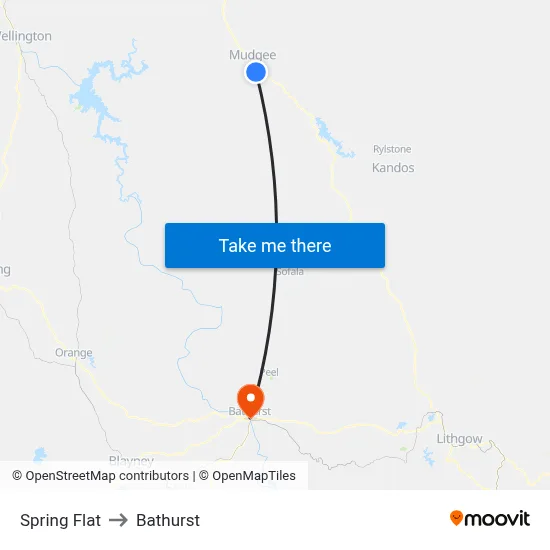 Spring Flat to Bathurst map