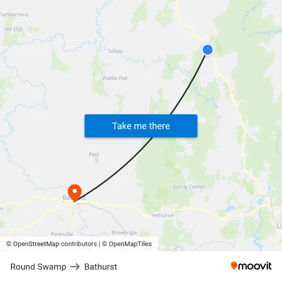 Round Swamp to Bathurst map