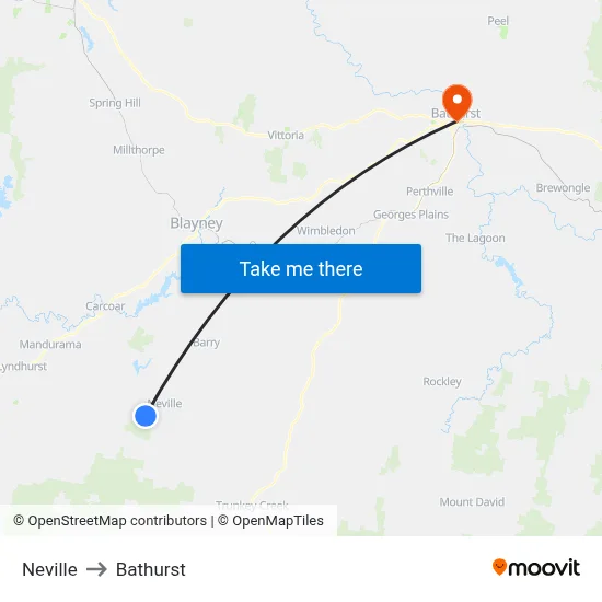 Neville to Bathurst map