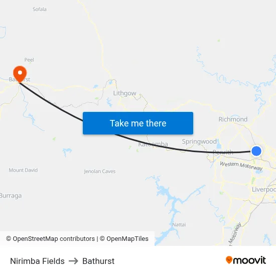 Nirimba Fields to Bathurst map
