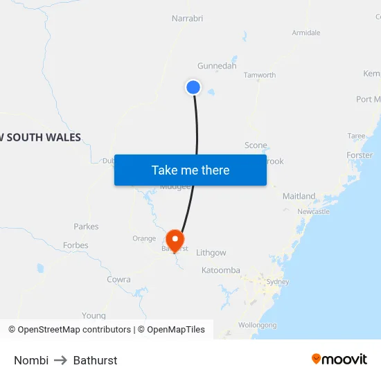 Nombi to Bathurst map