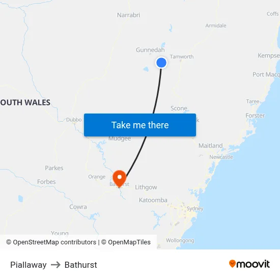 Piallaway to Bathurst map