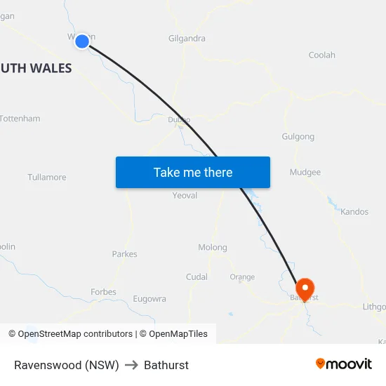 Ravenswood (NSW) to Bathurst map