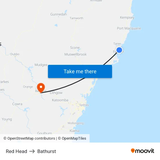 Red Head to Bathurst map