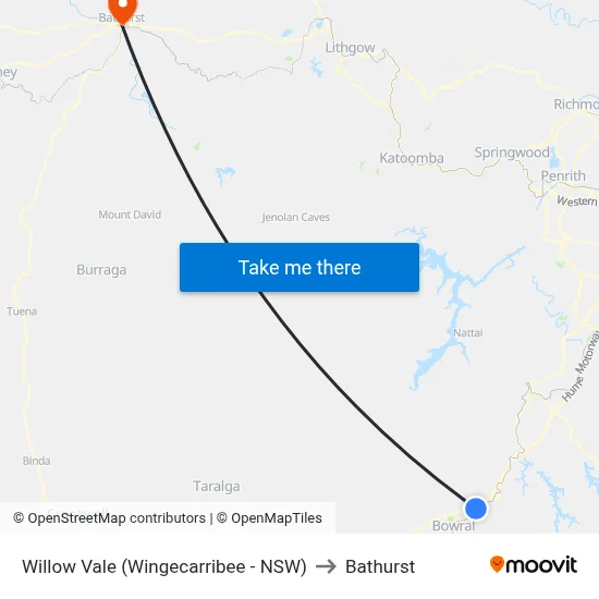 Willow Vale (Wingecarribee - NSW) to Bathurst map
