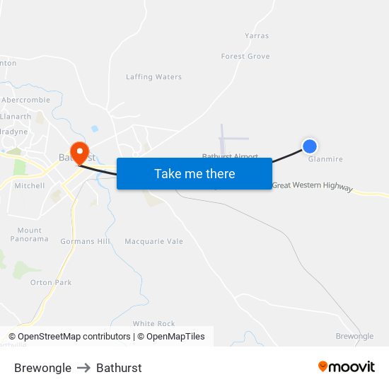 Brewongle to Bathurst map