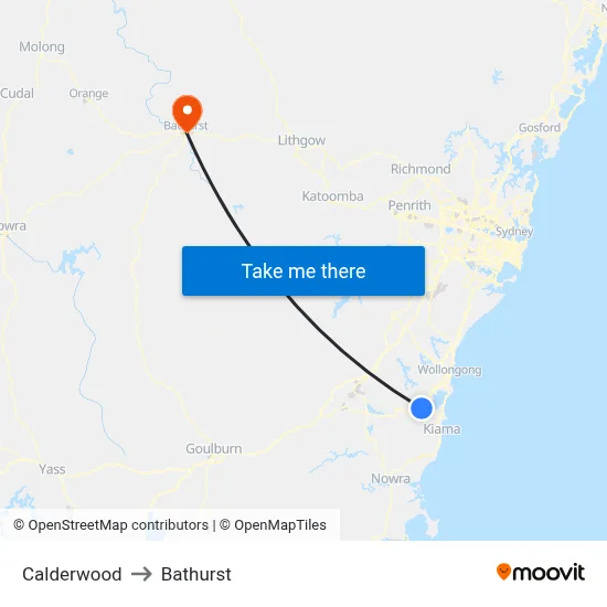 Calderwood to Bathurst map