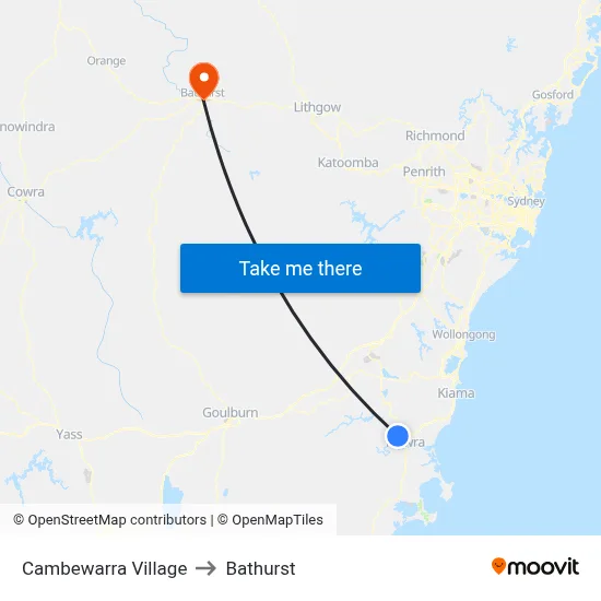 Cambewarra Village to Bathurst map