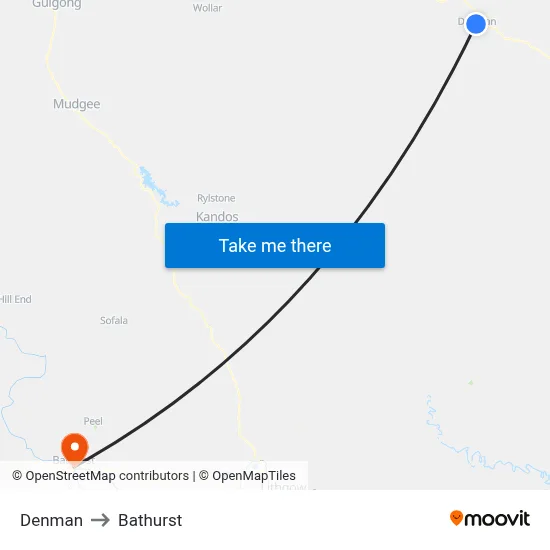 Denman to Bathurst map