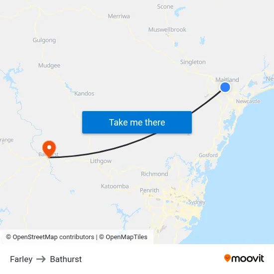 Farley to Bathurst map