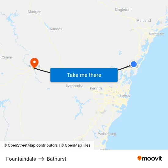 Fountaindale to Bathurst map