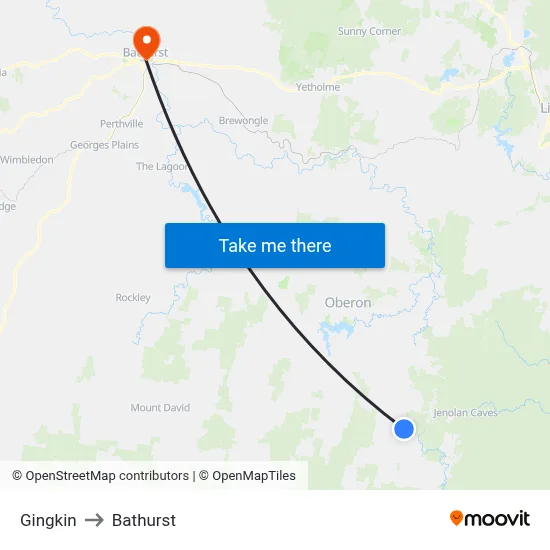 Gingkin to Bathurst map