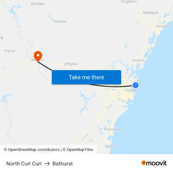 North Curl Curl to Bathurst map