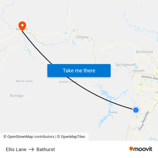 Ellis Lane to Bathurst map