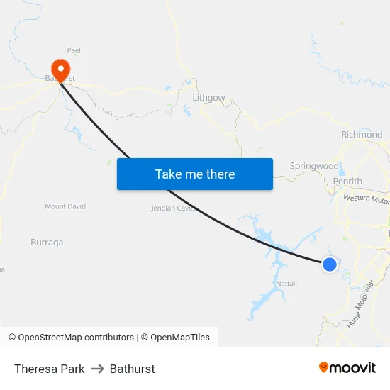 Theresa Park to Bathurst map