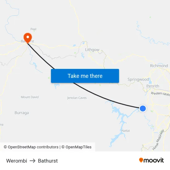 Werombi to Bathurst map