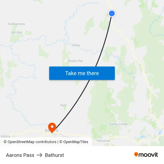 Aarons Pass to Bathurst map