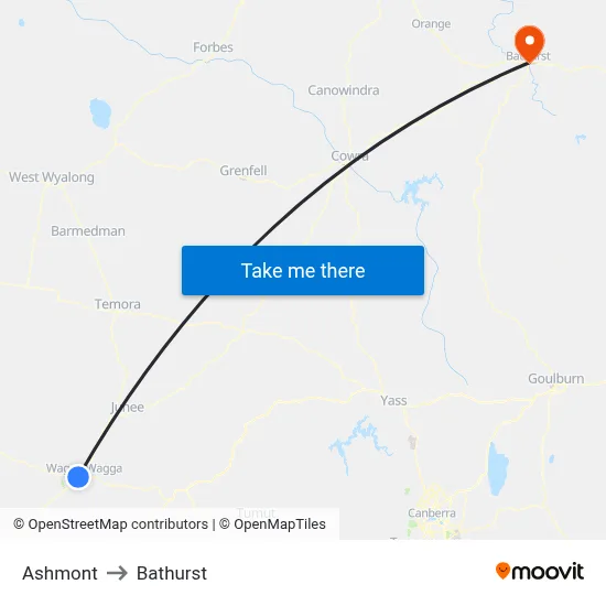 Ashmont to Bathurst map