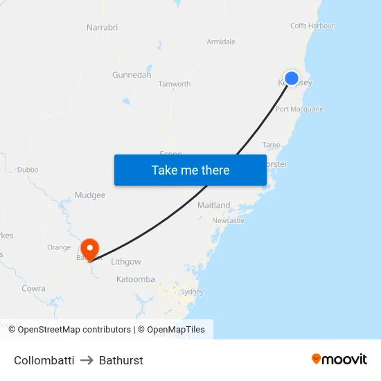 Collombatti to Bathurst map