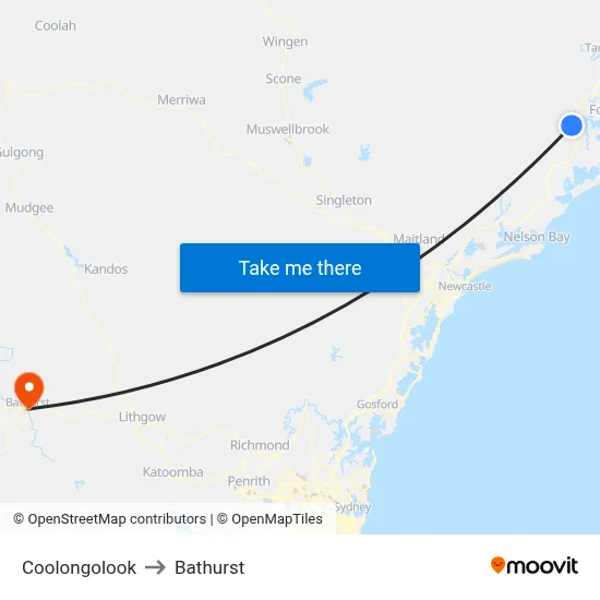 Coolongolook to Bathurst map