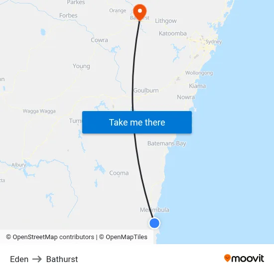 Eden to Bathurst map
